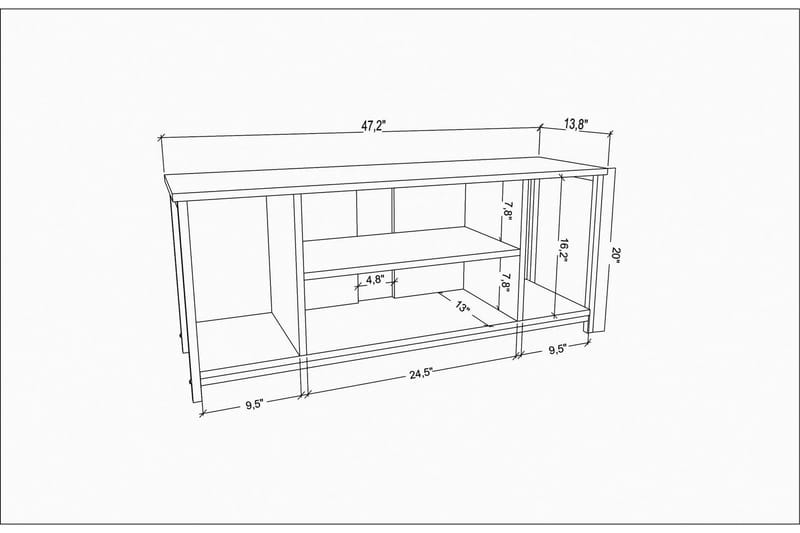 OBURUS Tv-bänk 120x50,8 cm Vit - Tv-bänkar