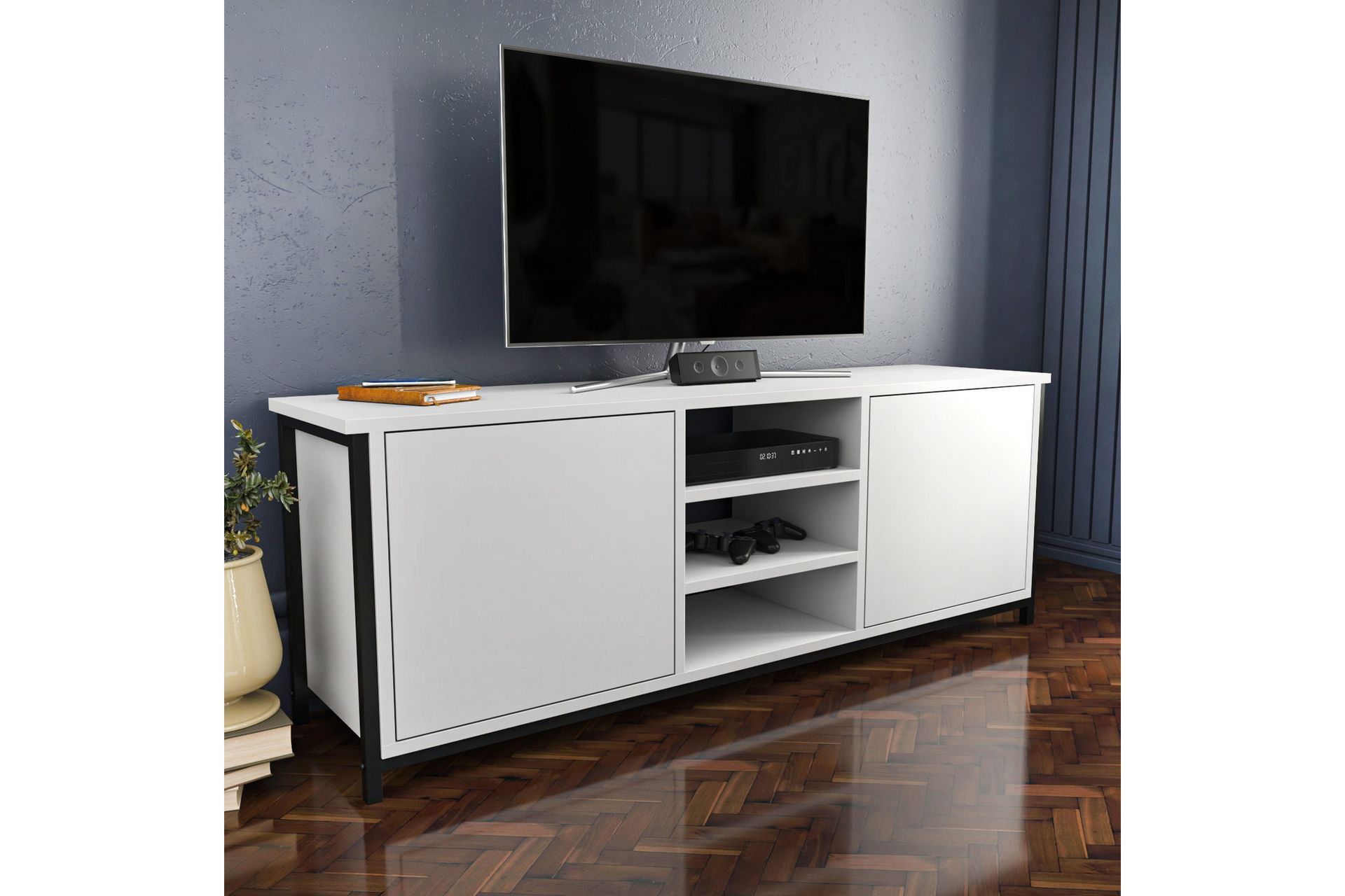 OBURUS Tv-bänk 140x50,8 cm Svart - Möbler - Vardagsrum - Tv-möbler & mediamöbler - Tv-bänkar