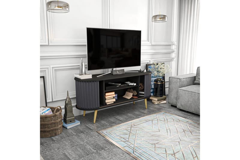 OBURUS Tv-bänk 140x64 cm Svart - Möbler - Vardagsrum - Tv-möbler & mediamöbler - Tv-bänkar