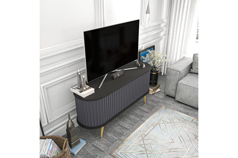 OBURUS Tv-bänk 140x64 cm Svart - Möbler - Vardagsrum - Tv-möbler & mediamöbler - Tv-bänkar