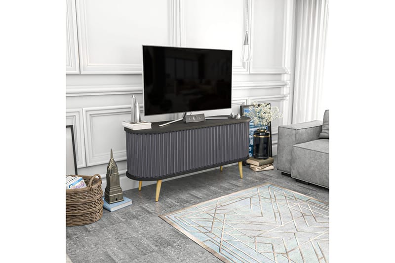 OBURUS Tv-bänk 140x64 cm Svart - Möbler - Vardagsrum - Tv-möbler & mediamöbler - Tv-bänkar