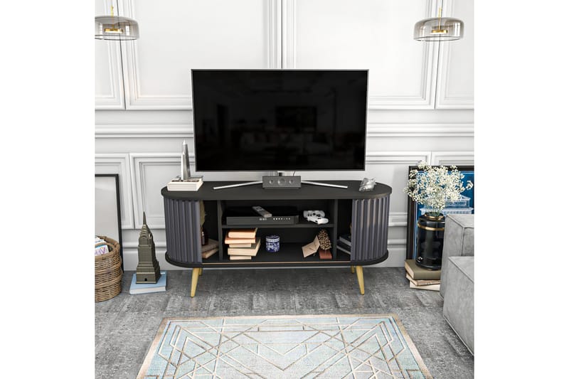 OBURUS Tv-bänk 140x64 cm Svart - Möbler - Vardagsrum - Tv-möbler & mediamöbler - Tv-bänkar