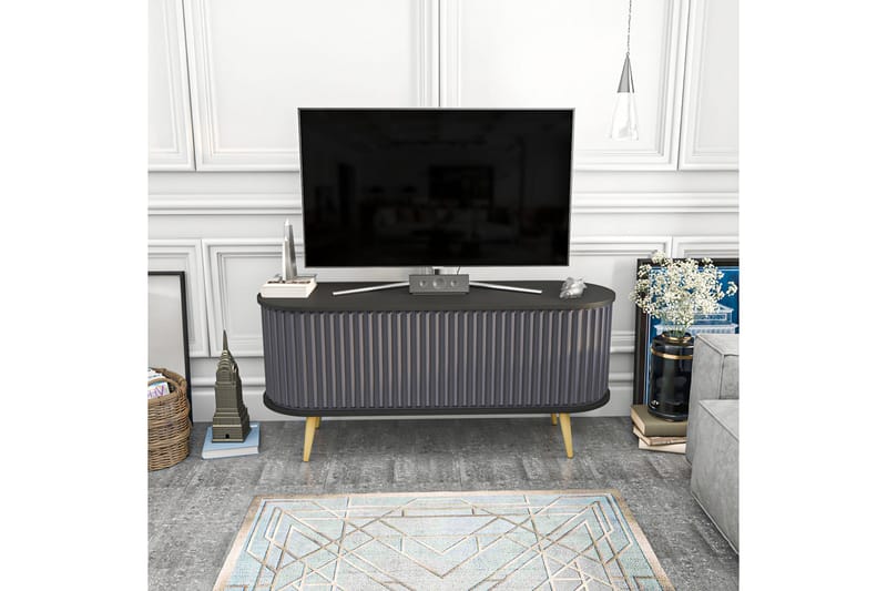 OBURUS Tv-bänk 140x64 cm Svart - Möbler - Vardagsrum - Tv-möbler & mediamöbler - Tv-bänkar