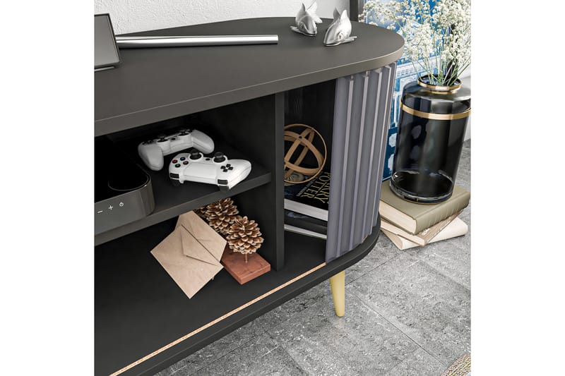 OBURUS Tv-bänk 140x64 cm Svart - Möbler - Vardagsrum - Tv-möbler & mediamöbler - Tv-bänkar