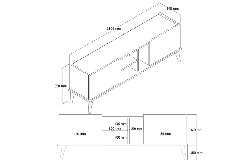 OBURUS Tv-bänk 150x52 cm Brun - Möbler - Vardagsrum - Tv-möbler & mediamöbler - Tv-bänkar
