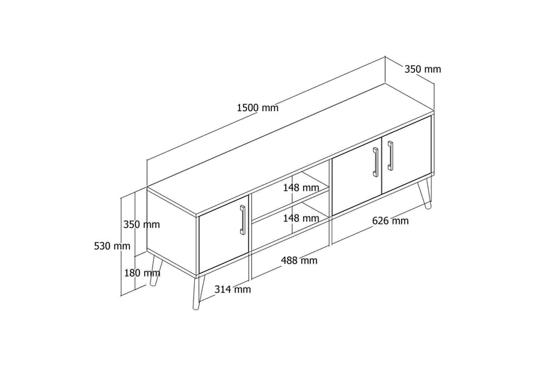 OBURUS Tv-bänk 150x52 cm Brun - Möbler - Vardagsrum - Tv-möbler & mediamöbler - Tv-bänkar