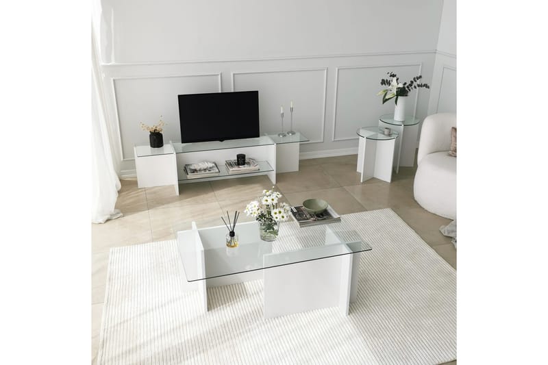 OBURUS Tv-bänk 158x40 cm Vit - Möbler - Vardagsrum - Tv-möbler & mediamöbler - Tv-bänkar