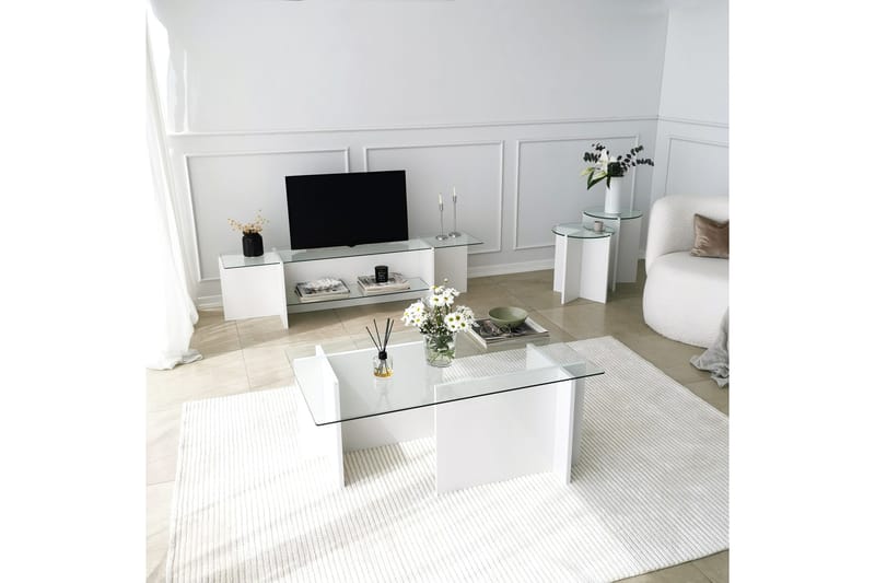 OBURUS Tv-bänk 158x40 cm Vit - Möbler - Vardagsrum - Tv-möbler & mediamöbler - Tv-bänkar