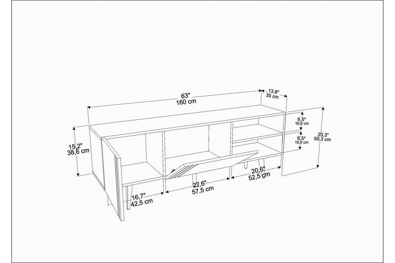 OBURUS Tv-bänk 160x38,6 cm Brun - Möbler - Vardagsrum - Tv-möbler & mediamöbler - Tv-bänkar