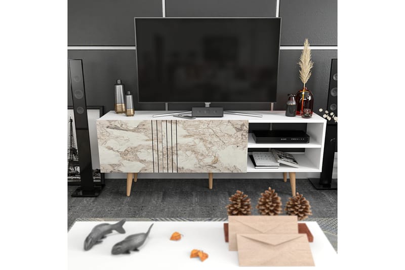 OBURUS Tv-bänk 160x38,6 cm Vit - Möbler - Vardagsrum - Tv-möbler & mediamöbler - Tv-bänkar