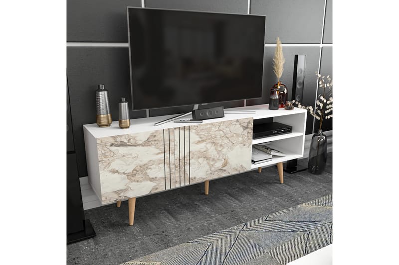 OBURUS Tv-bänk 160x38,6 cm Vit - Möbler - Vardagsrum - Tv-möbler & mediamöbler - Tv-bänkar