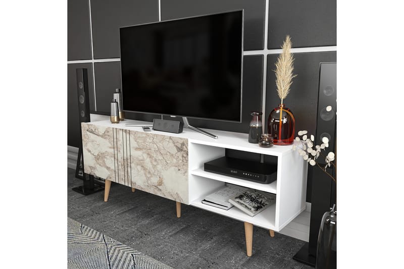 OBURUS Tv-bänk 160x38,6 cm Vit - Möbler - Vardagsrum - Tv-möbler & mediamöbler - Tv-bänkar