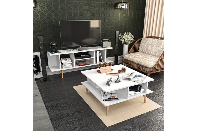 OBURUS Tv-bänk 160x38,6 cm Vit - Möbler - Vardagsrum - Tv-möbler & mediamöbler - Tv-bänkar