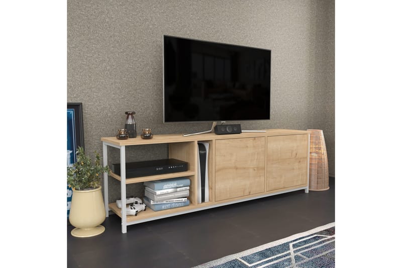 OBURUS Tv-bänk 160x50,8 cm Vit - Tv-bänkar
