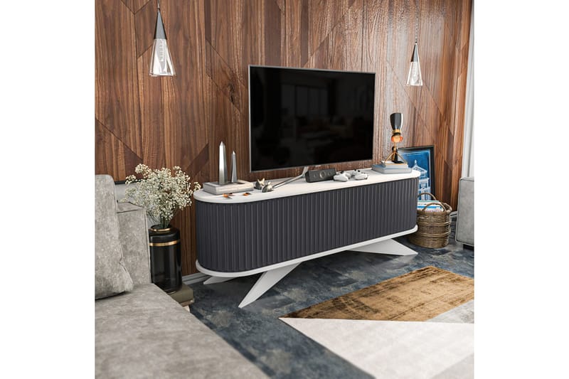 OBURUS Tv-bänk 180x60 cm Antracit - Möbler - Vardagsrum - Tv-möbler & mediamöbler - Tv-bänkar
