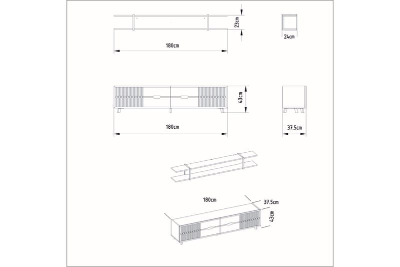 Ocotla Tv-bänk 179,8 cm - Vit - Möbler - Vardagsrum - Tv-möbler & mediamöbler - Tv-bänkar