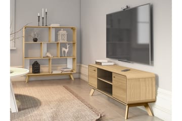 Olivet Golvstående Tv Bänk 140 cm med Förvaring i Ljust Trä - Brun - Möbler - Vardagsrum - Tv-möbler & mediamöbler - Tv-bänkar