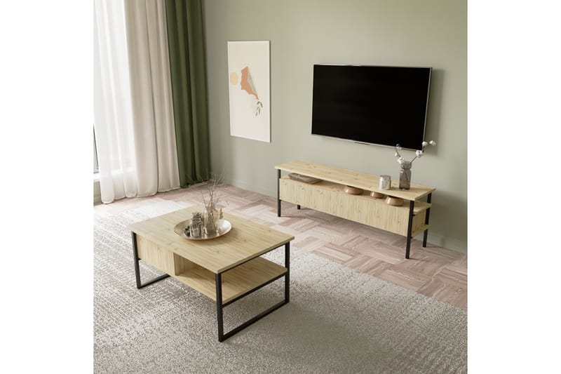 ONIOBURG Tv-bänk 140 cm Natur - Möbler - Vardagsrum - Tv-möbler & mediamöbler - Tv-bänkar