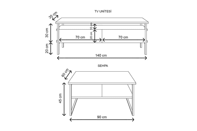 ONIOBURG Tv-bänk 140 cm Vit - Möbler - Vardagsrum - Tv-möbler & mediamöbler - Tv-bänkar