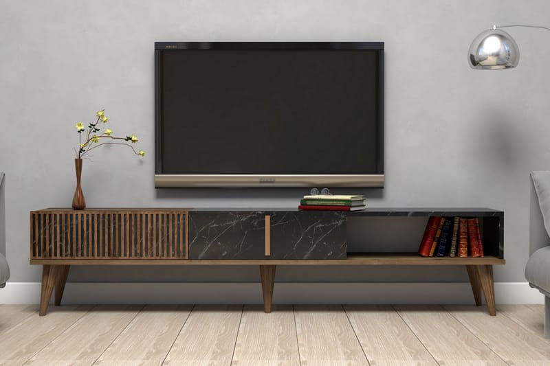 OZZERO Tv-bänk 180 cm Mörkbrun/Svart - Möbler - Vardagsrum - Tv-möbler & mediamöbler - Tv-bänkar