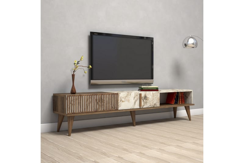 OZZERO Tv-bänk 180 cm Mörkbrun/Vit - Möbler - Vardagsrum - Tv-möbler & mediamöbler - Tv-bänkar