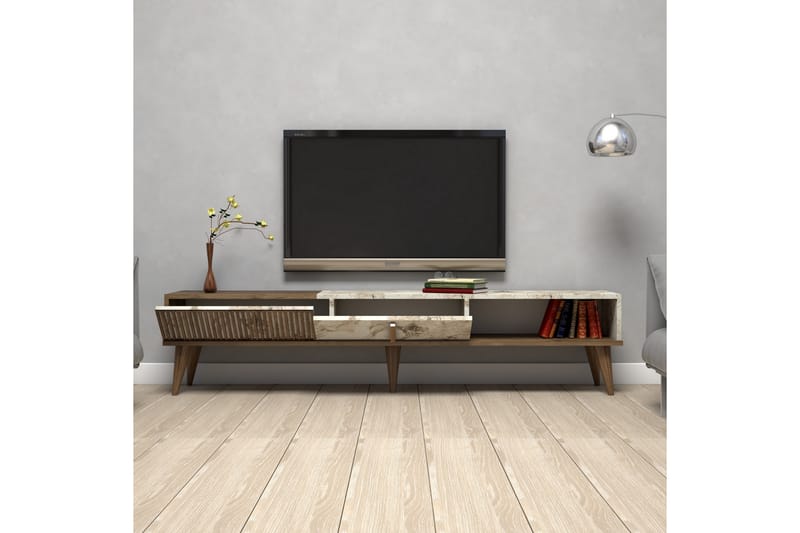 OZZERO Tv-bänk 180 cm Mörkbrun/Vit - Möbler - Vardagsrum - Tv-möbler & mediamöbler - Tv-bänkar