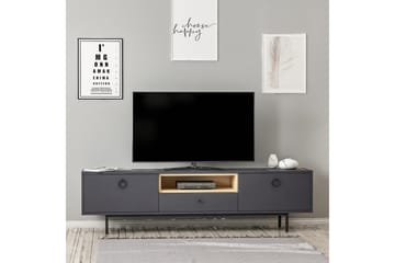 Papias Golvstående Tv Bänk 180 cm med Förvaring i Mörkt Trä - Antracit - Möbler - Vardagsrum - Tv-möbler & mediamöbler - Tv-bänkar