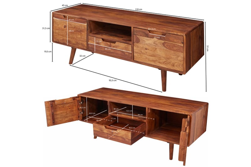PENKWITZ TV-Bänk 135 cm Brun - Möbler - Vardagsrum - Tv-möbler & mediamöbler - Tv-bänkar