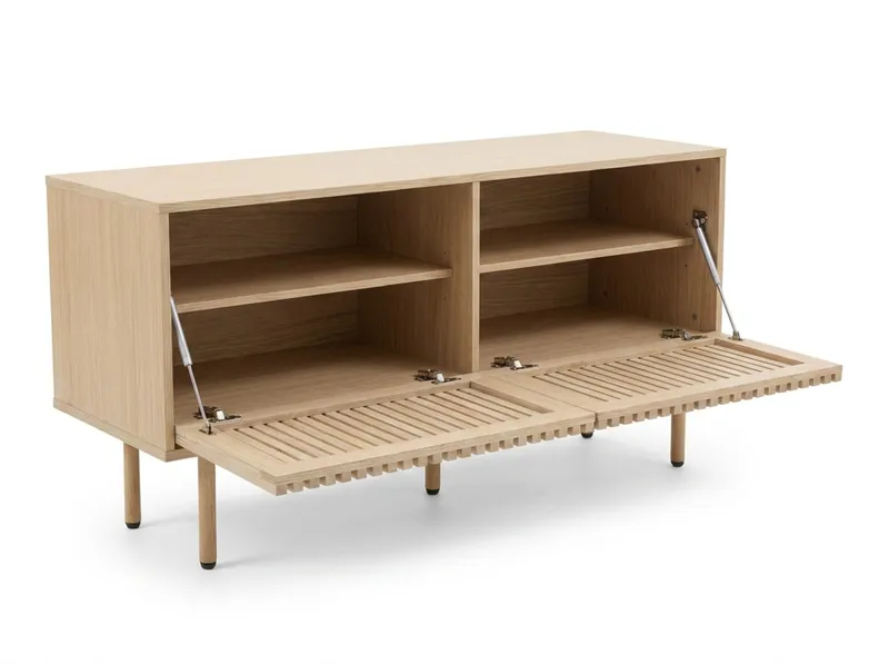 Peyra Ribbad Tv-bänk 120 cm - Natur - Möbler - Vardagsrum - Tv-möbler & mediamöbler - Tv-bänkar