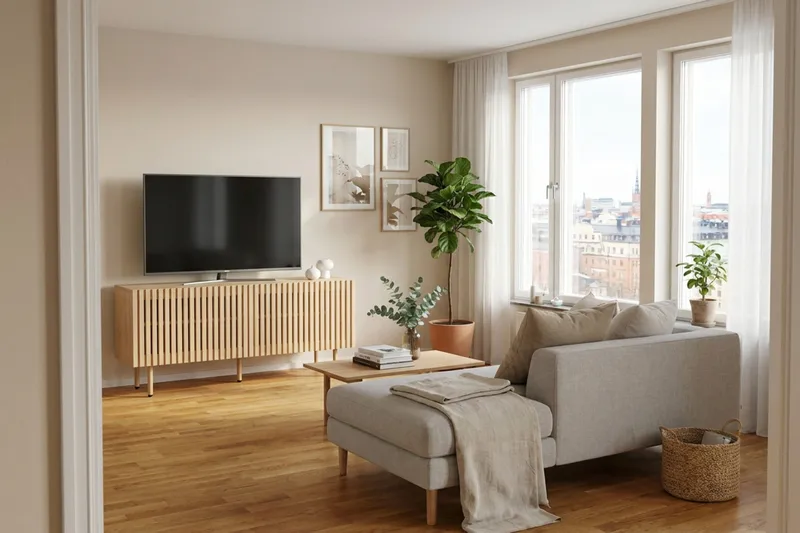 Peyra Ribbad Tv-bänk 120 cm - Natur - Möbler - Vardagsrum - Tv-möbler & mediamöbler - Tv-bänkar