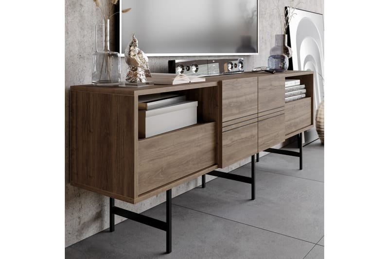 PIYALE Tv-bänk 180 cm Mörkbrun/Svart - Möbler - Vardagsrum - Tv-möbler & mediamöbler - Tv-bänkar