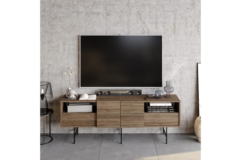PIYALE Tv-bänk 180 cm Mörkbrun/Svart - Möbler - Vardagsrum - Tv-möbler & mediamöbler - Tv-bänkar