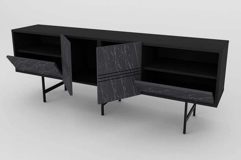 PIYALE Tv-bänk 180 cm Svart - Möbler - Vardagsrum - Tv-möbler & mediamöbler - Tv-bänkar