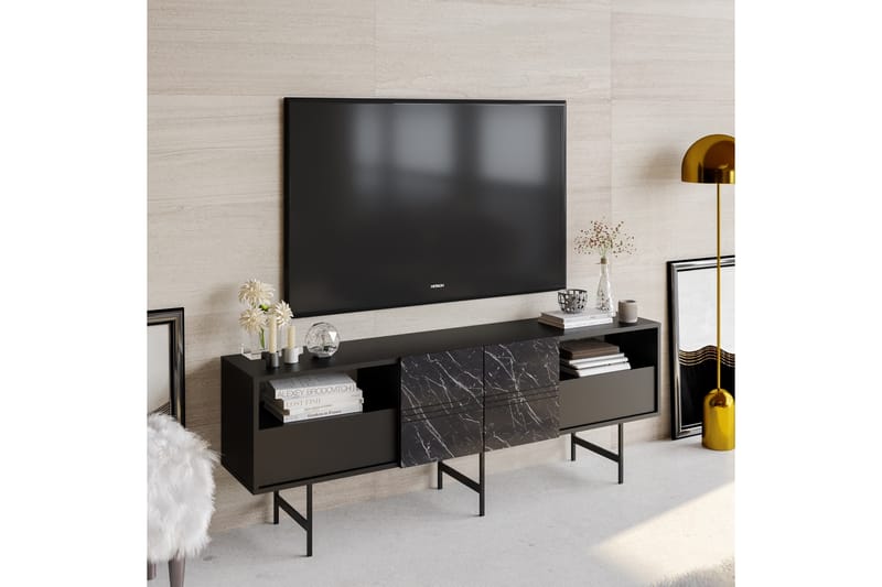 PIYALE Tv-bänk 180 cm Svart - Möbler - Vardagsrum - Tv-möbler & mediamöbler - Tv-bänkar