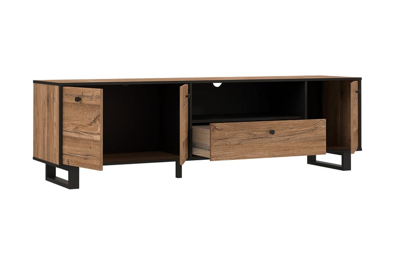 PLEASANTVILLE Tv-bänk 180 cm Brun/Svart - Möbler - Vardagsrum - Tv-möbler & mediamöbler - Tv-bänkar