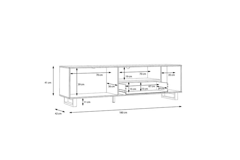 PLEASANTVILLE Tv-bänk 180 cm Brun/Svart - Tv-bänkar