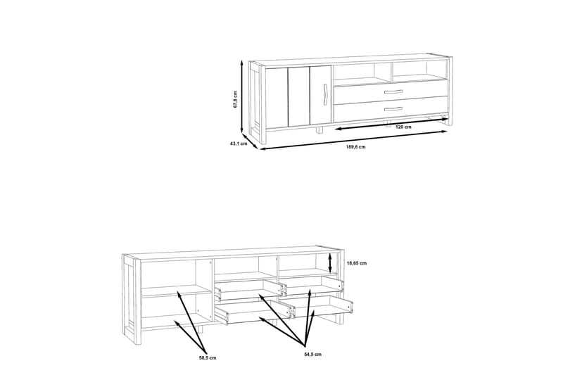 PULESTRI Förlängningsbart Matbord 160 cm Brun/Grå - Möbler - Vardagsrum - Tv-möbler & mediamöbler - Tv-bänkar