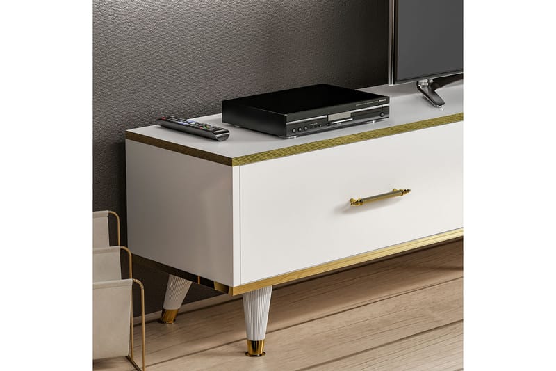 QALO Tv-bänk 180 cm Vit/Natur - Möbler - Vardagsrum - Tv-möbler & mediamöbler - Tv-bänkar