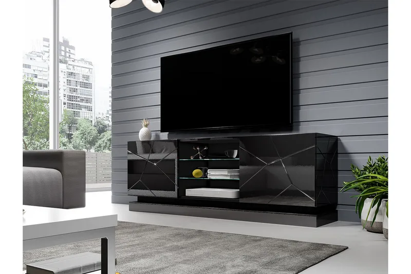 Qiu Tv-bänk 160 cm - Svart - Möbler - Vardagsrum - Tv-möbler & mediamöbler - Tv-bänkar