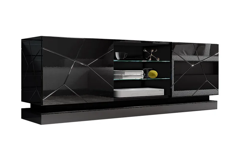 Qiu Tv-bänk 160 cm - Svart - Möbler - Vardagsrum - Tv-möbler & mediamöbler - Tv-bänkar