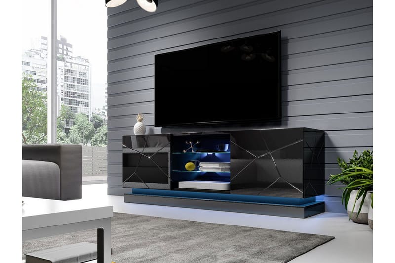 Qiu Tv-bänk 160 cm - Svart - Möbler - Vardagsrum - Tv-möbler & mediamöbler - Tv-bänkar