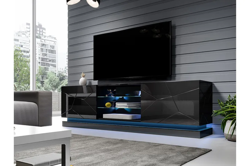 Qiu Tv-bänk 200 cm - Svart - Möbler - Vardagsrum - Tv-möbler & mediamöbler - Tv-bänkar