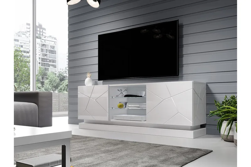 Qiu TV-bänk 40x160 cm - Vit/Högglans - Möbler - Vardagsrum - Tv-möbler & mediamöbler - Tv-bänkar