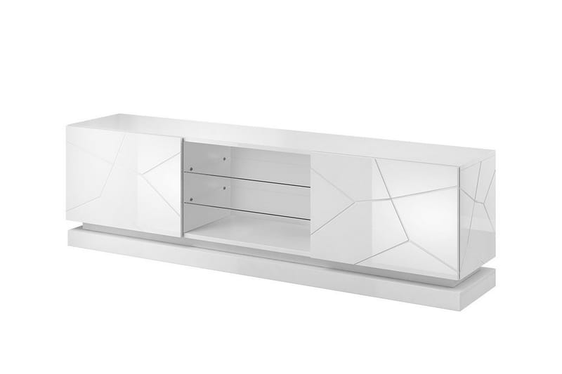 Qiu TV-bänk 40x200 cm, Vit/Högglans