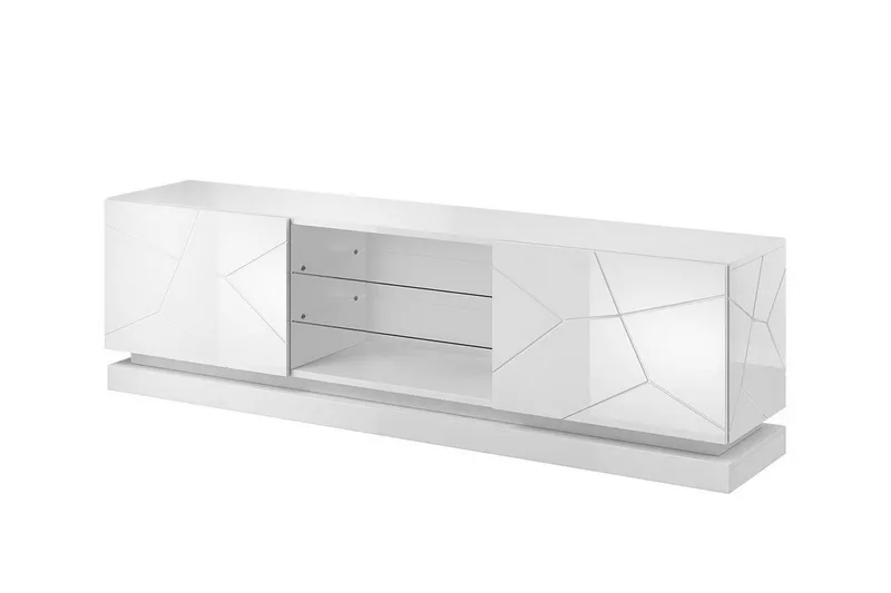 Qiu TV-bänk 40x200 cm, Vit/Högglans