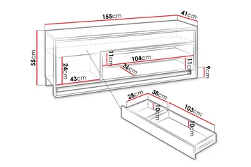Quant 41x155 cm - Ek/Svart - Möbler - Vardagsrum - Tv-möbler & mediamöbler - Tv-bänkar