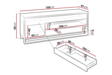 Quant Golvstående Tv Bänk 155 cm med Förvaring i Ljust Trä - Beige - Möbler - Vardagsrum - Tv-möbler & mediamöbler - Tv-bänkar