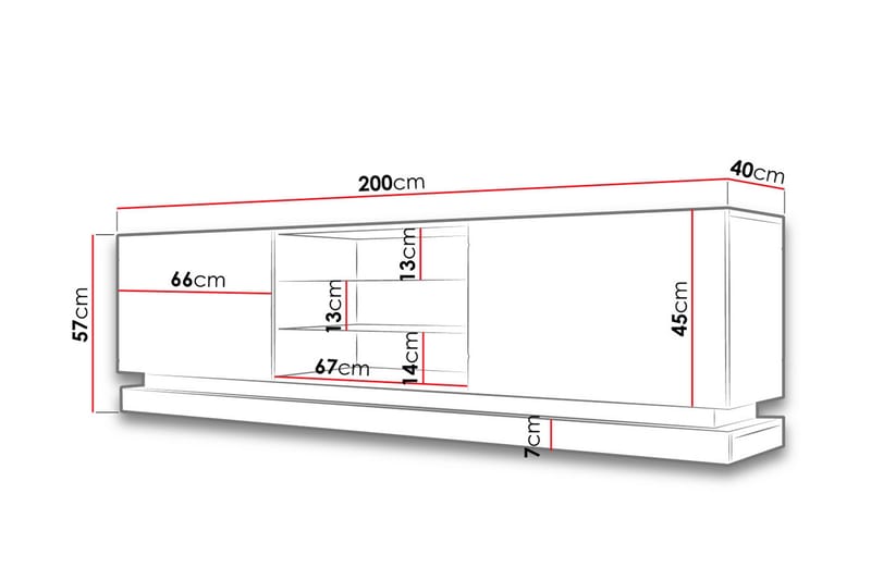 QUINSON TV-bänk 40x200 cm Vit/Högglans - Vit/Högglans - Tv-bänkar