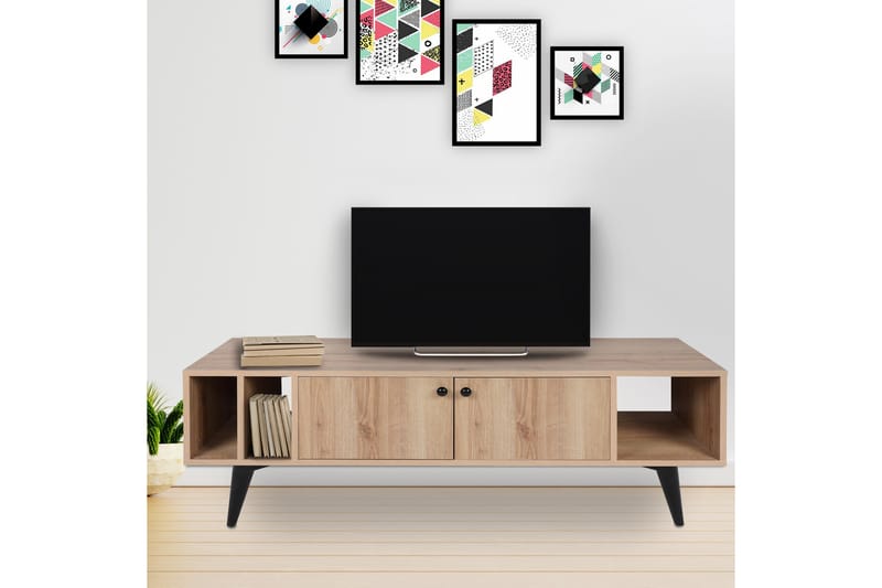 RILER Tv-bänk 150 cm Natur/Svart - Möbler - Vardagsrum - Tv-möbler & mediamöbler - Tv-bänkar