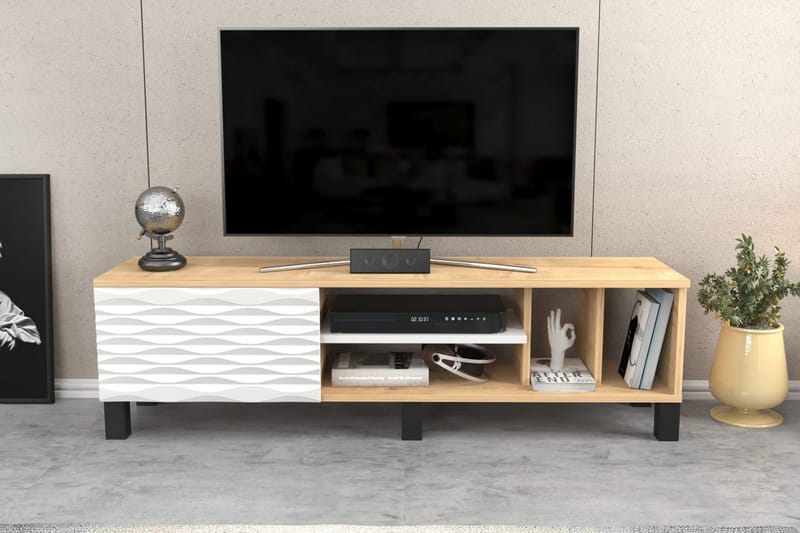 Rinorea Golvstående TV-bänk 140 cm med Förvaring i Ek - Ljusbrun - Möbler - Vardagsrum - Tv-möbler & mediamöbler - Tv-bänkar